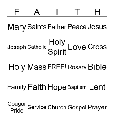 Catholic Schools Week Bingo Card