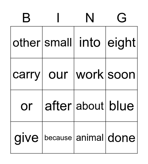 Unit 4 Week 1 and 2 Sight Words Bingo Card