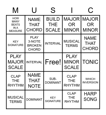 PIANO LAB 2/26/21 Bingo Card