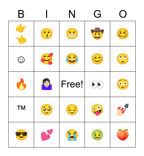 Kayla’s Emojis Bingo Card