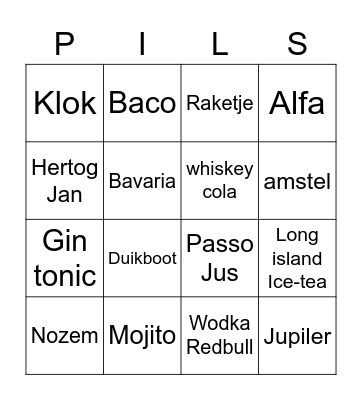 Pils Bingo Card