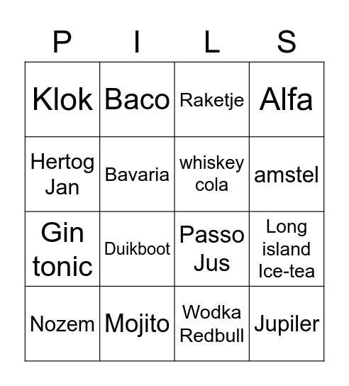 Pils Bingo Card