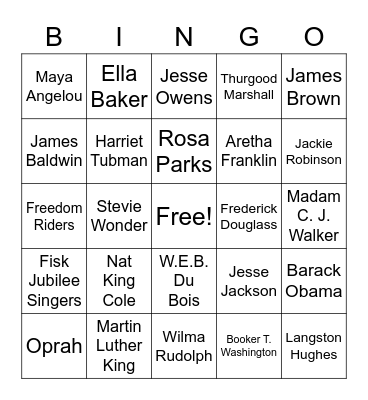 Black History Month Bingo Card