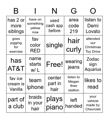 Ice Breaker Bingo Card