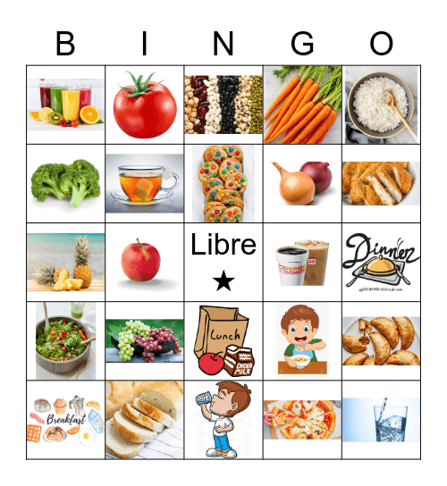 La Comida - Vocabulario Bingo Card