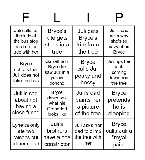 Flipped Chp 3 and 4 Bingo Card