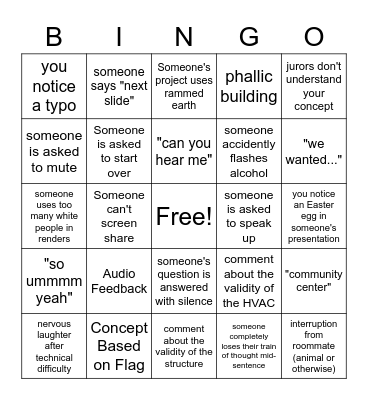 SD Presentation Bingo Card