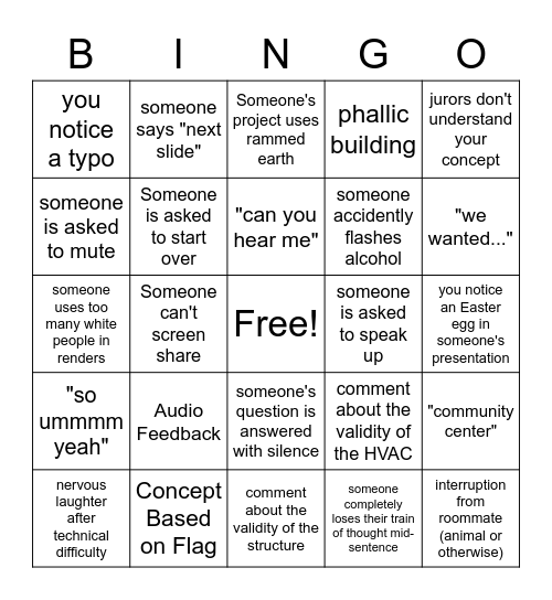 SD Presentation Bingo Card