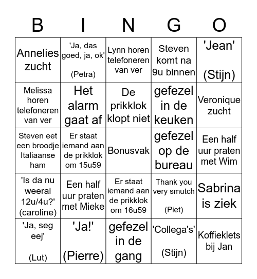 TOV - Bingo Card