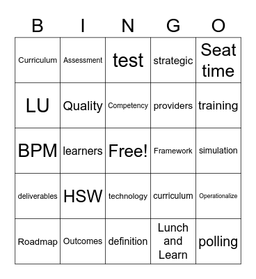 CE Committee Bingo Card