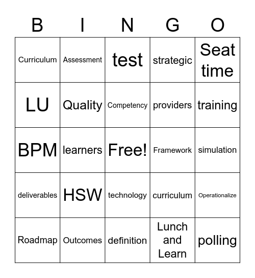 CE Committee Bingo Card