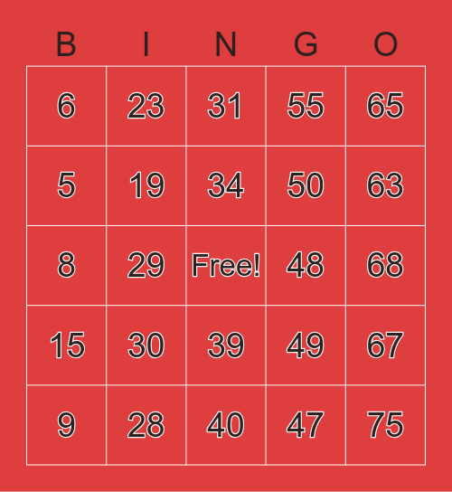 Grocery Bingo! Bingo Card