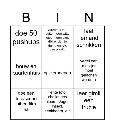 Microsoft Excel Bingo Card