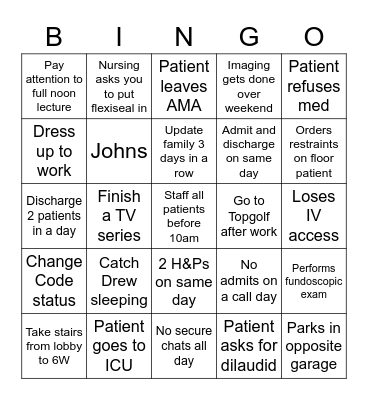 Team A Bingo Card