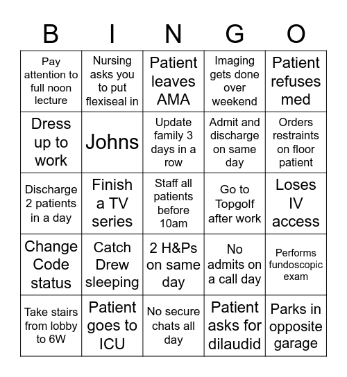 Team A Bingo Card