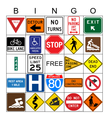 ROAD SIGN BINGO Card