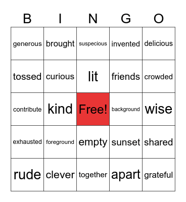 Gr. 2-3 Stone Soup Vocabulary Review Bingo Card