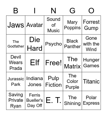 Movie Trivia Bingo Card