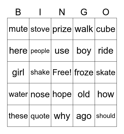 o_e, e_e, u_e, HFW Bingo Card