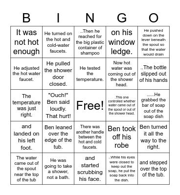 Accident in the bathroom! Bingo Card
