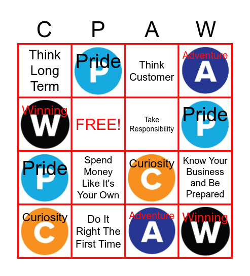 CPAW BINGO Card