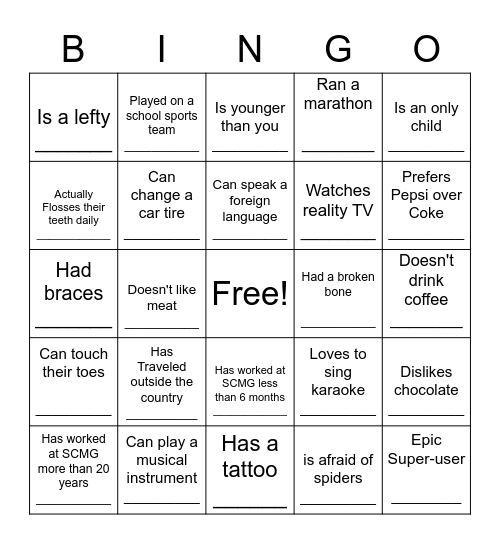 SCMG BLACKOUT BINGO Card