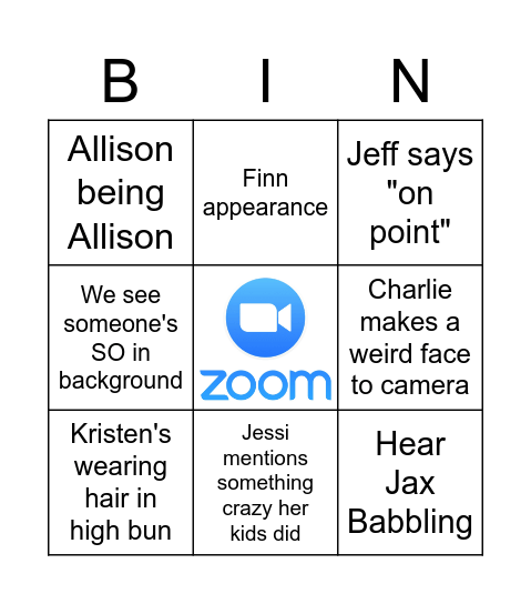 WALH Zoom Bingo Card