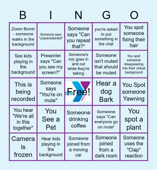 YMCA Zoomingo! Bingo Card