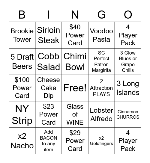 Fri-YAY Night BINGO Card