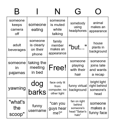 Elements Zoom BINGO Card
