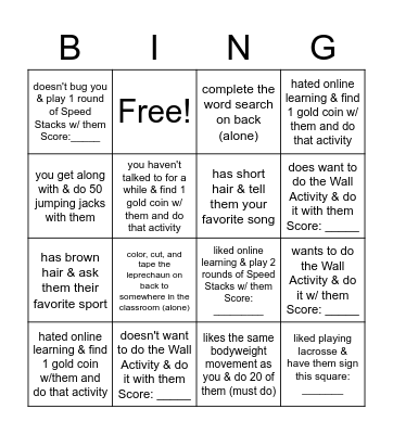 Blackout Bingo! Find Someone who... Bingo Card