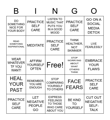 BODY POSITIVITY BINGO Card