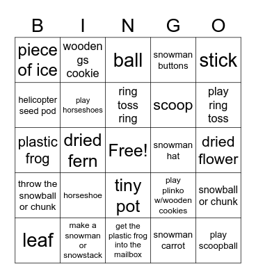 Emma's Snow Birthday Party Bingo Card