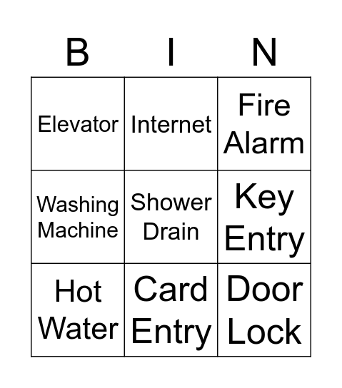 Things That Stop Working in Housing Bingo Card