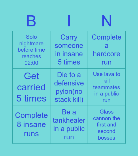 Aquatic Temple Bingo Card