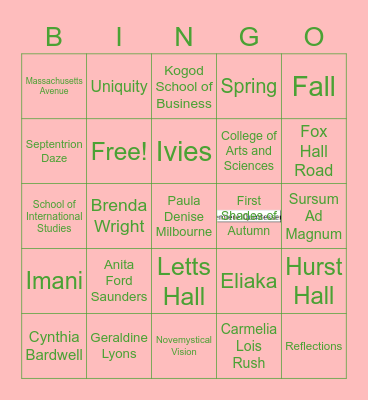 Lambda Zeta Bingo Card
