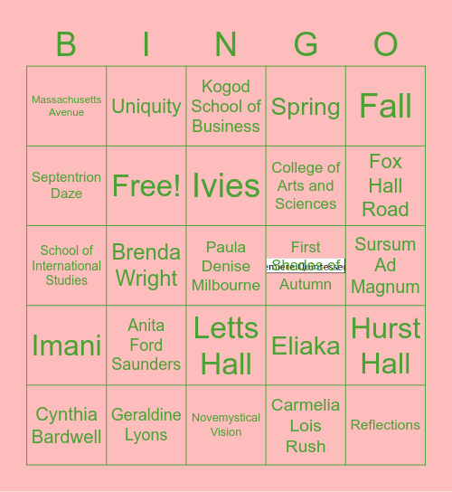 Lambda Zeta Bingo Card