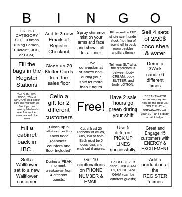 Bath & Body Works Bingo! Bingo Card
