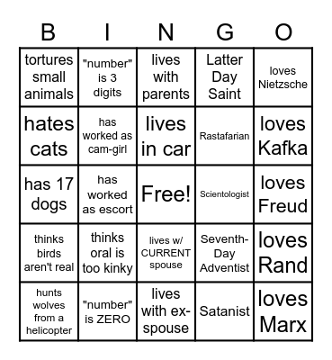 R4R Red Flag Bingo Card