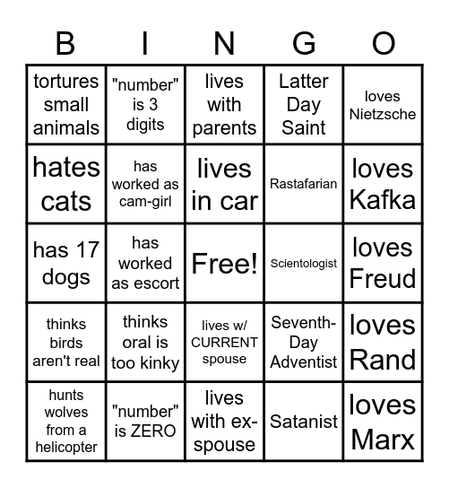 R4R Red Flag Bingo Card