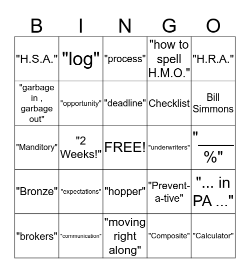 Meeting Bingo Card