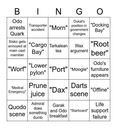 DS9 Special Bingo Card