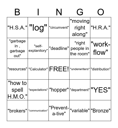 Meeting Bingo Card