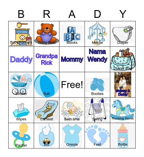 Baby Brady Bingo Card