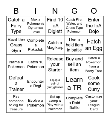 Pokemon Bingo Card
