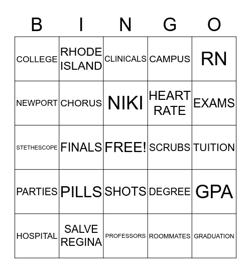 NURSING Bingo Card