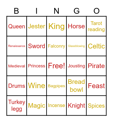 HUZZAH! Bingo Card