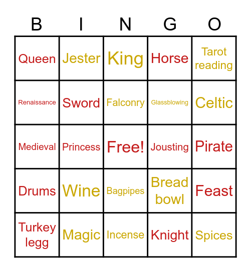 HUZZAH! Bingo Card