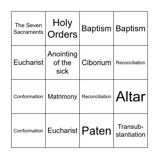 Seven Sacrament Bingo! Bingo Card