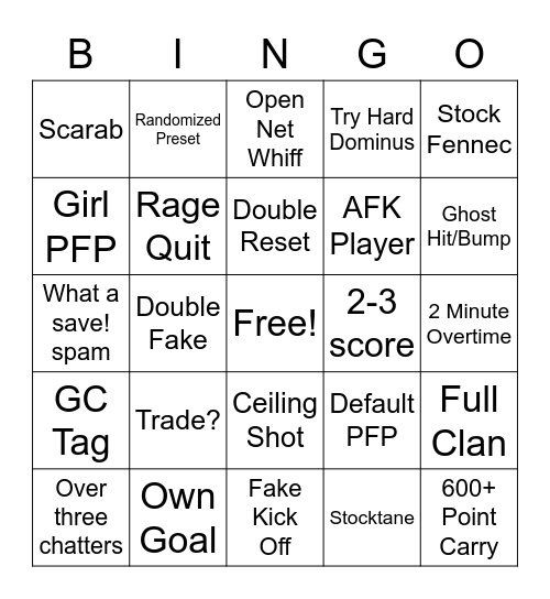 RL Bingo Card